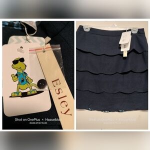 Esley NWT Navy Blue Cocktail Hour Scallop Layer size Medium Skirt